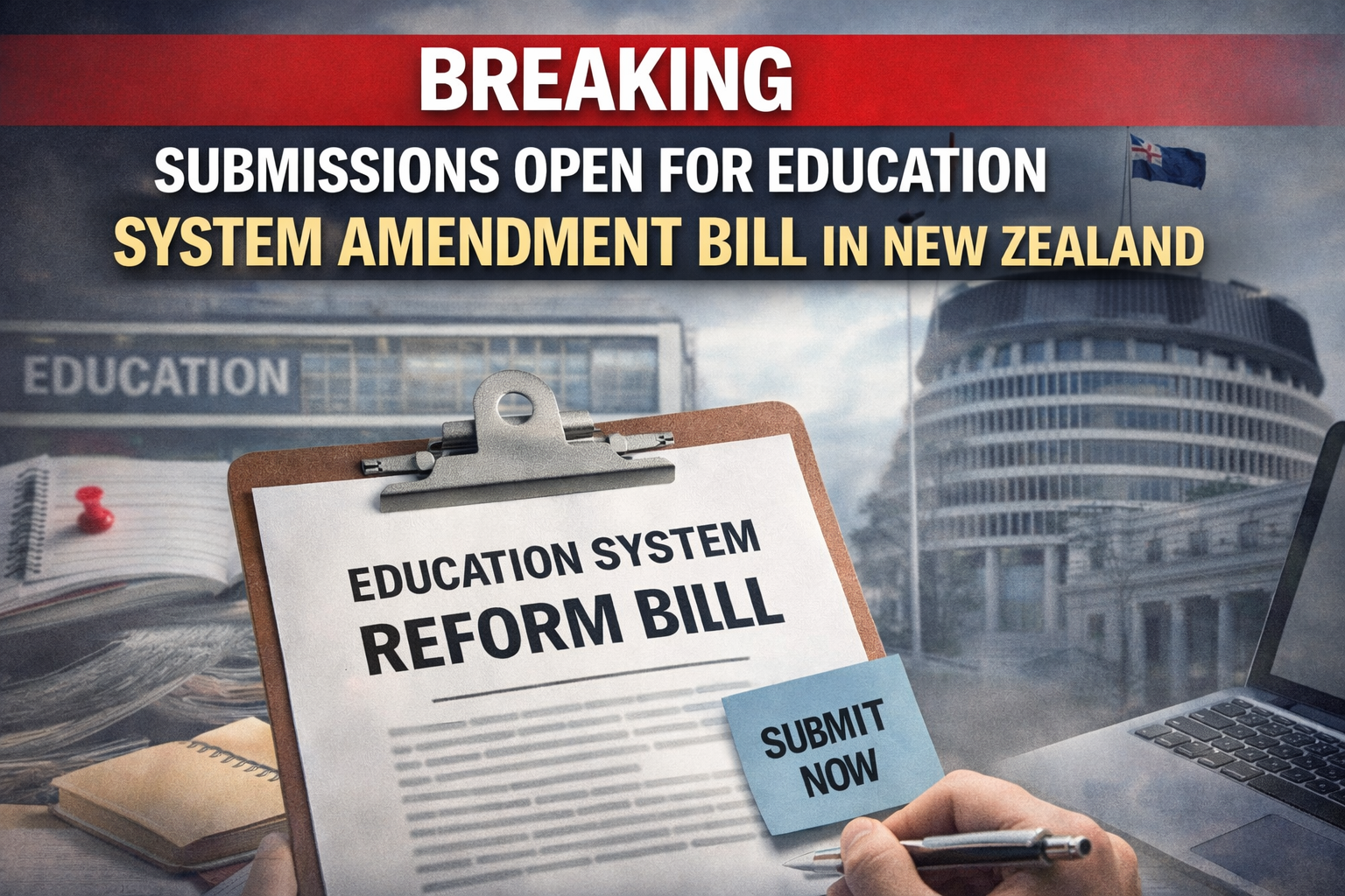 Public submissions are now open for New Zealand's Education System Reform Amendment Bill, allowing stakeholders to influence major education policy changes.