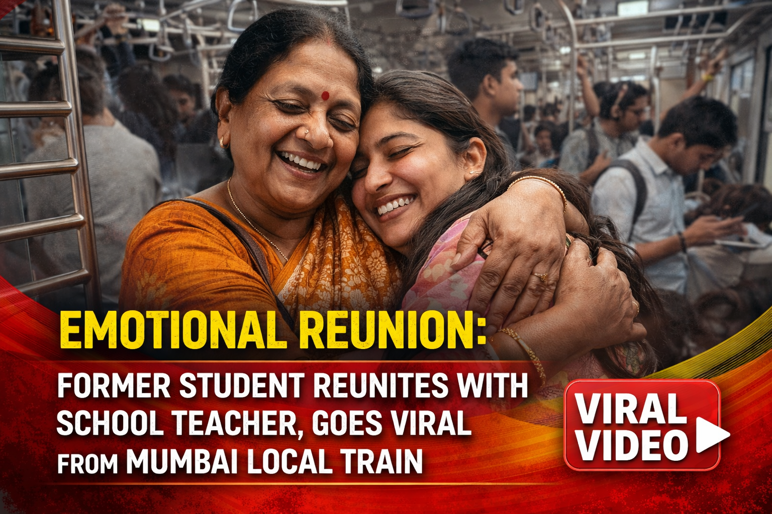 Emotional Reunion: Student Meets Teacher on Mumbai Local Train